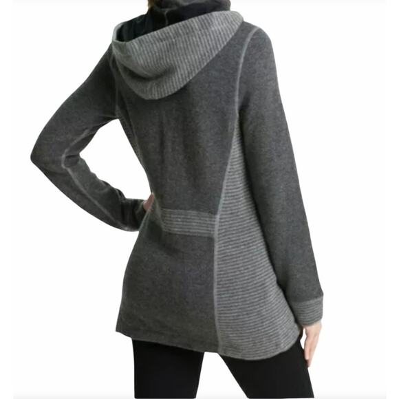 prAna Kari Sweater Jacket Wool Blend Womens S Striped Hooded Cozycore Everyday - Picture 16 of 16